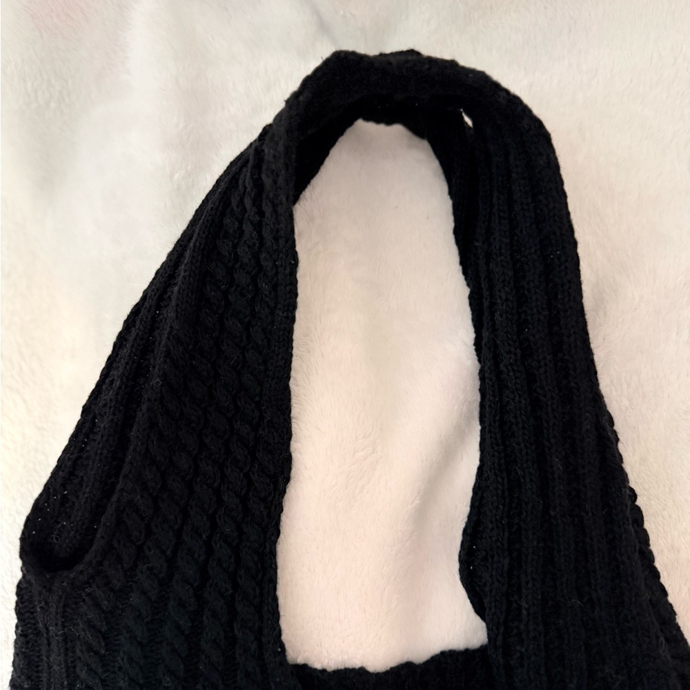Black Crochet BagWith Heart Patterned Women's Bag NWOT - Picture 2 of 4